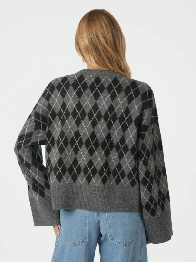 Kick Check Knit Blouse Antracit