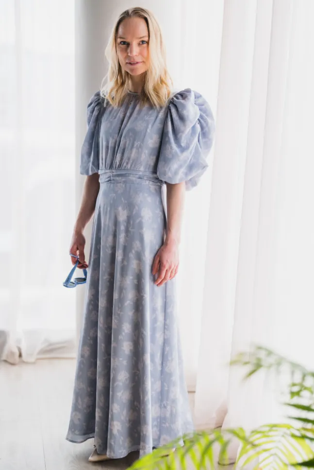 Kikka Faded Flower Dress Light Blue