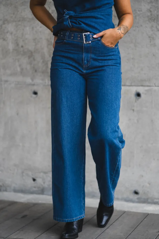 Kimmy Belt Jeans Dark Denim