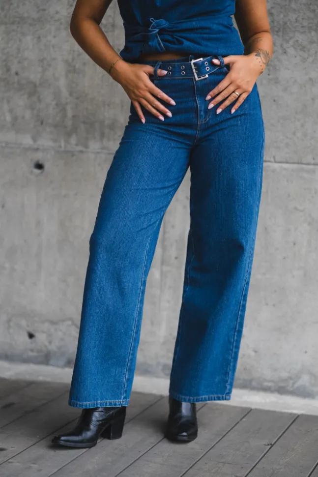 Kimmy Belt Jeans Dark Denim