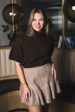 Knit Skirt Beige Melange