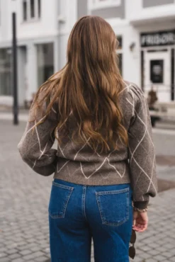 Koteas Check Knit Cardigan Taupe