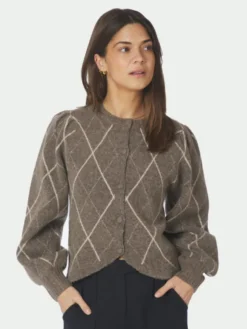 Koteas Check Knit Cardigan Taupe