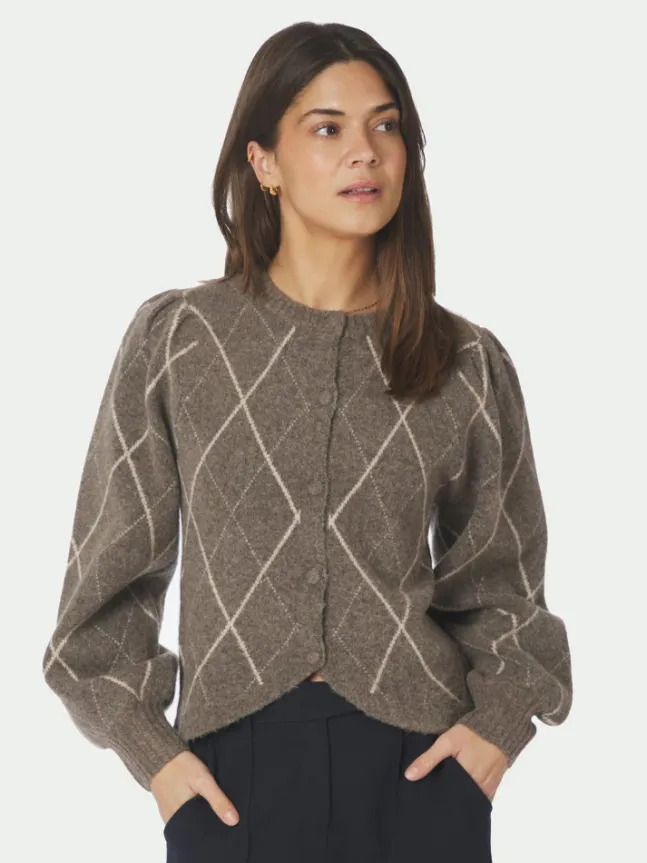 Koteas Check Knit Cardigan Taupe