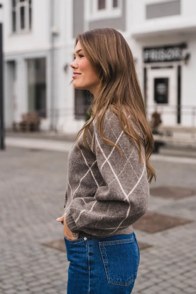 Koteas Check Knit Cardigan Taupe