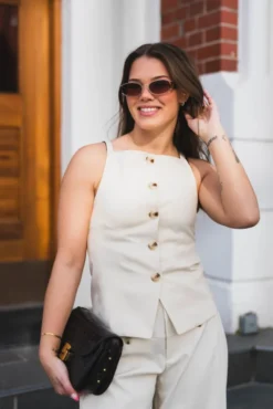 Kylie Structure Waistcoat Offwhite