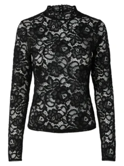 Lacey LS Lace Top Black