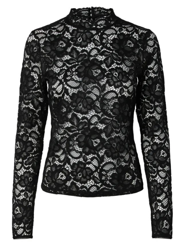 Lacey LS Lace Top Black