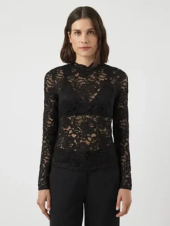 Lacey LS Lace Top Black