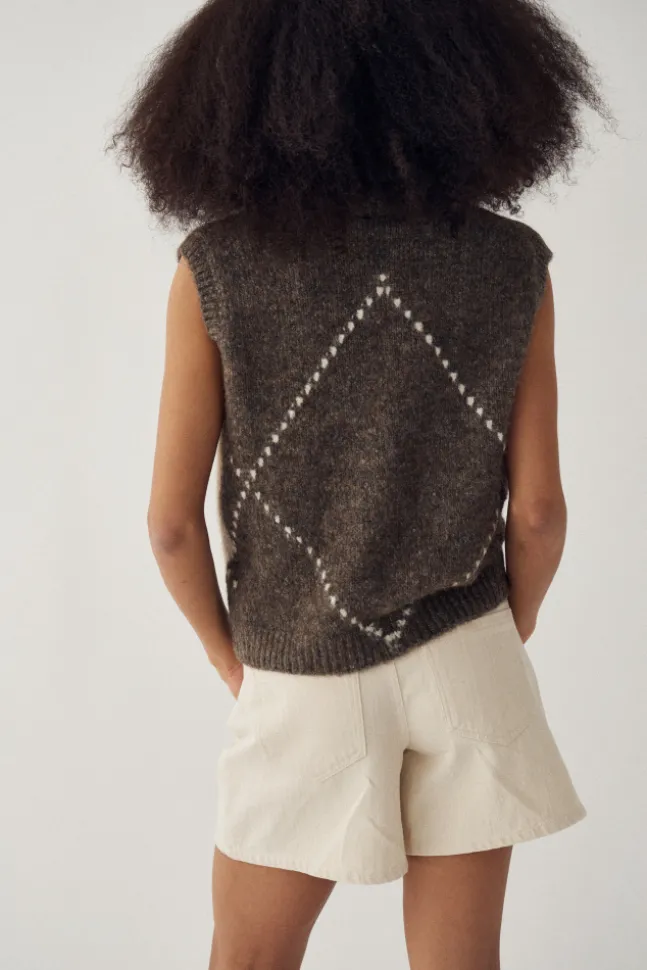 Laiana Knit Vest Ash Brown Mix