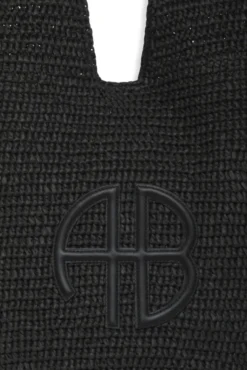 Leah Hobo Bag Plain Raffia Black