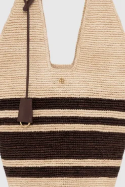 Leah Stripes Hobo Raphia Natural/Brown