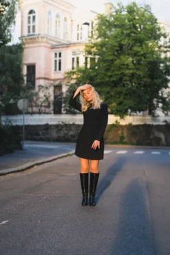 Leanna High Neck Mini Dress Black