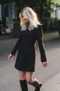 Leanna High Neck Mini Dress Black
