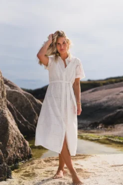 Lea 2/4 Shirt Dress Egret