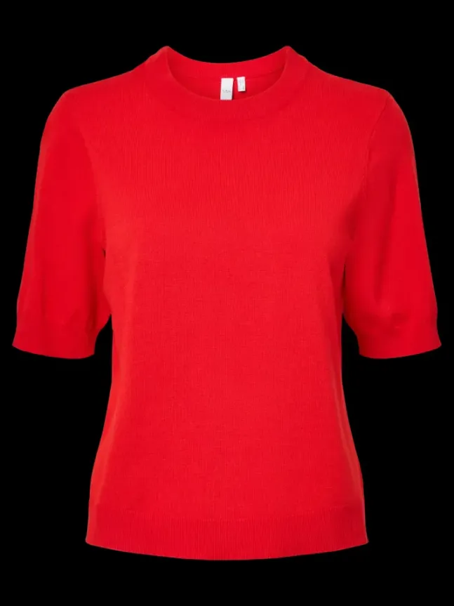 Lena SS Knit Pullover Fiery Red