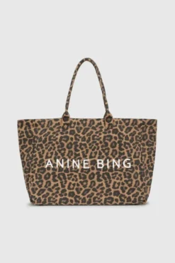 Leo Canvas Tote Black And Brown Leopard