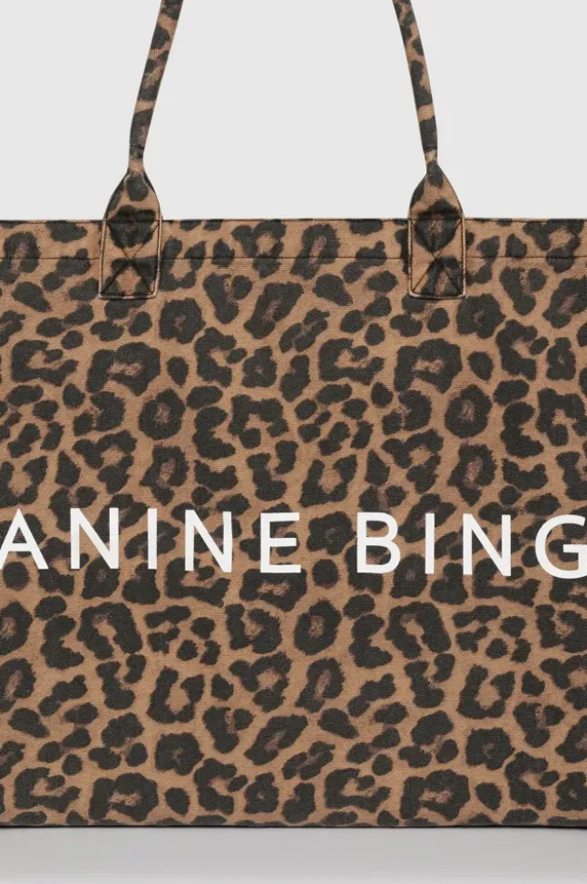 Leo Canvas Tote Black And Brown Leopard