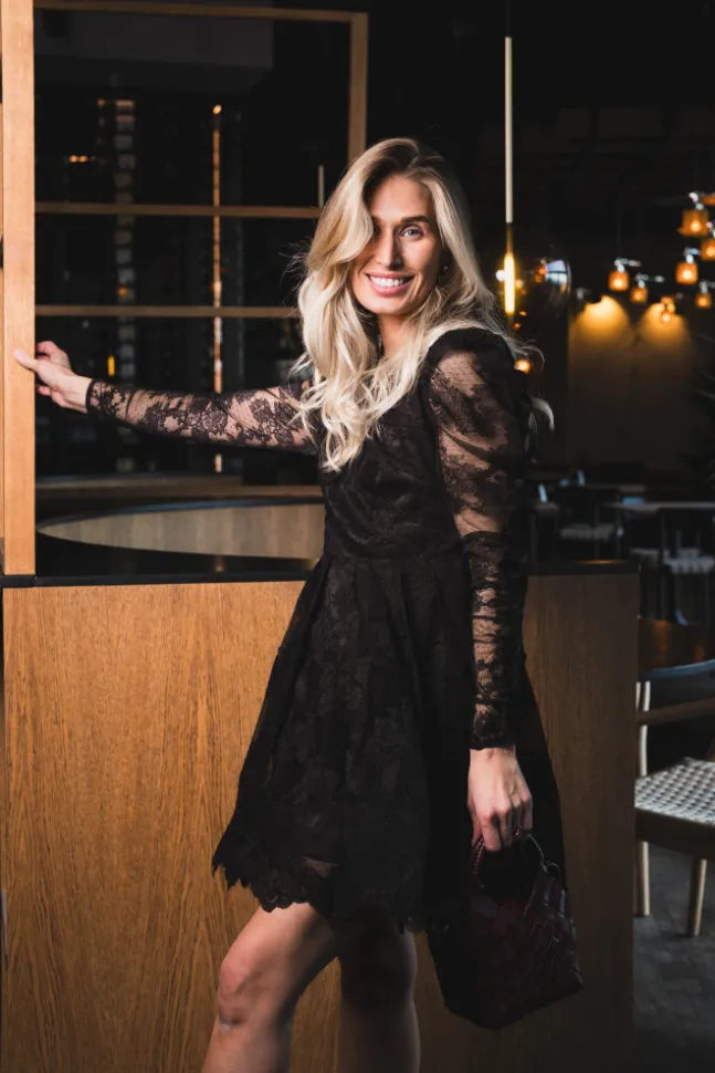 Leoni Lace Mini Dress Black