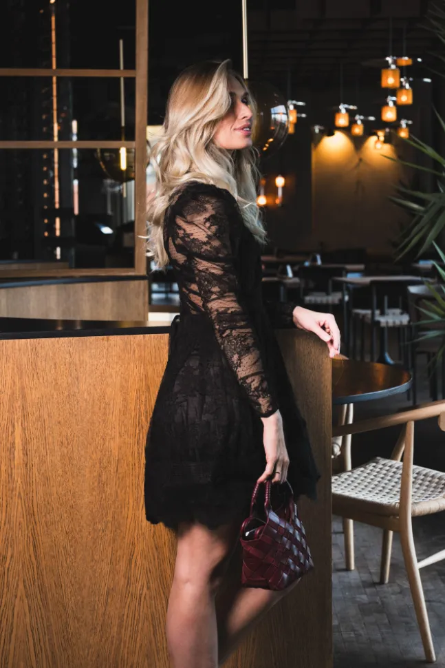 Leoni Lace Mini Dress Black