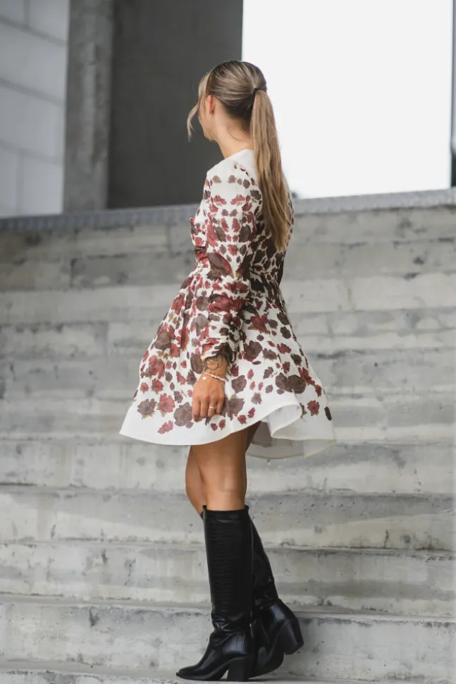 Leoni Silk Blend Mini Dress Wine Peony