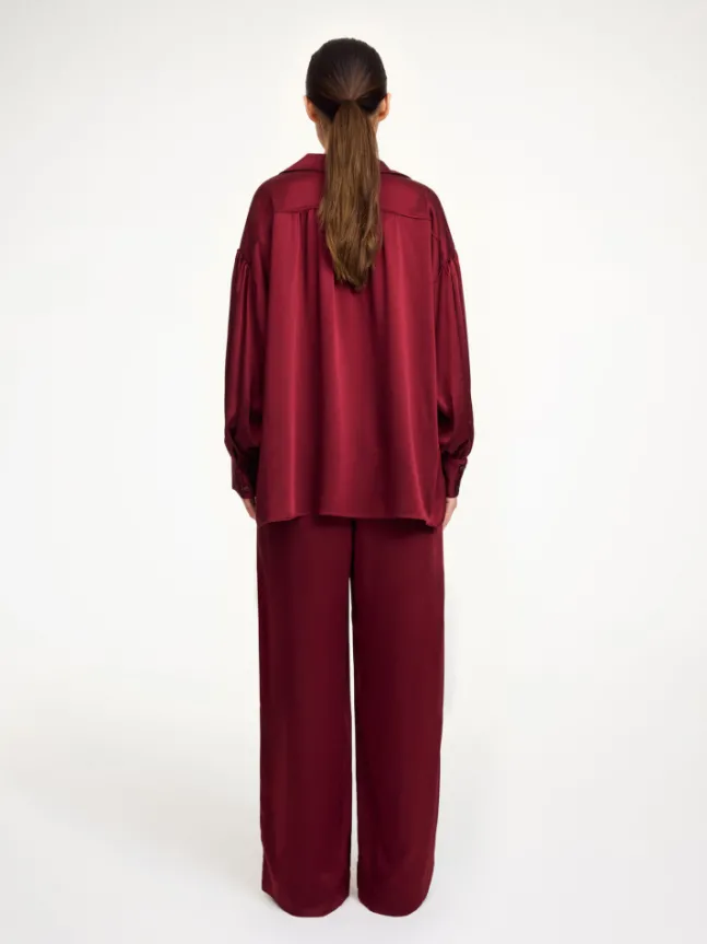 Leonora Satin Blouse Cabernet