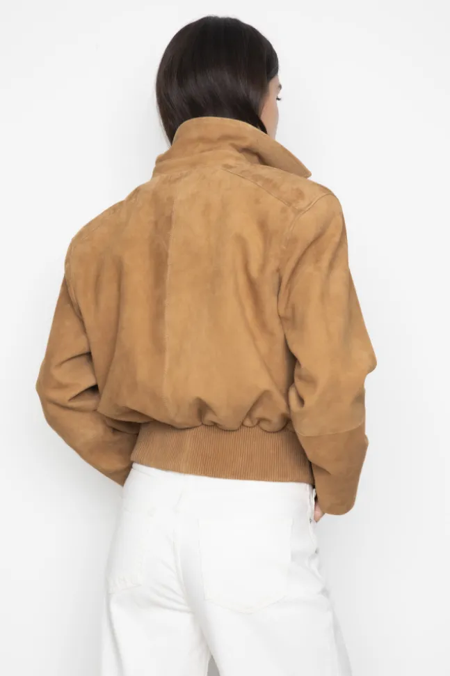 Lex Bomber Jacket Light Camel Suede