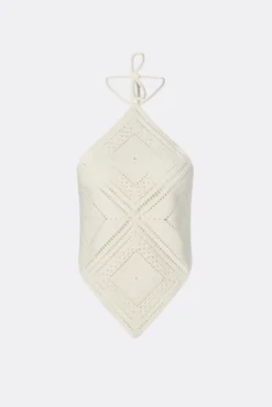 Lia Halterneck Crochet Top Vanilla