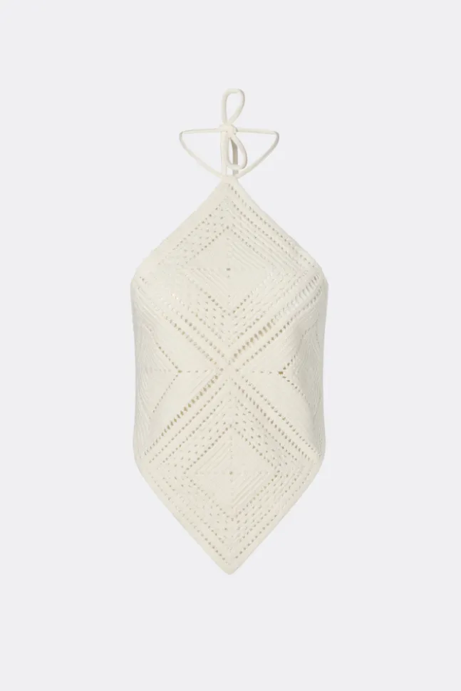 Lia Halterneck Crochet Top Vanilla