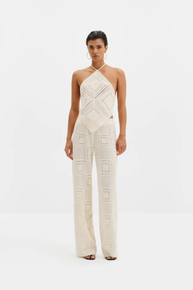 Lia Halterneck Crochet Top Vanilla