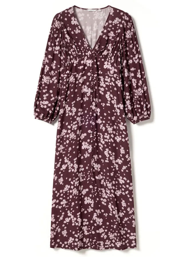 Lilith Maxi Dress Deja Burgundy Print