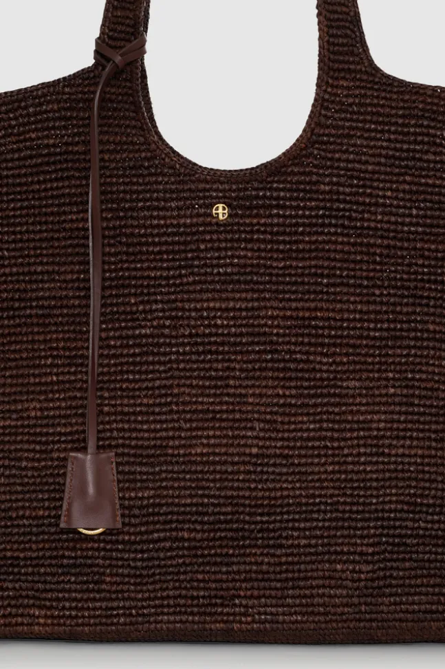 Lili Tote Raphia Dark Brown