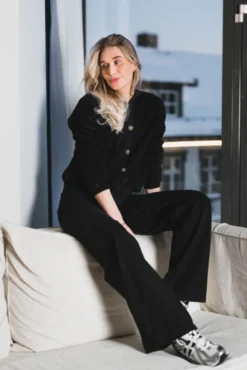 Limo Fluffy Knit Cardigan Black