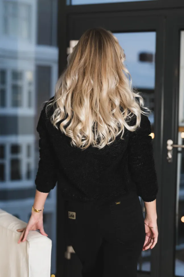 Limo Fluffy Knit Cardigan Black