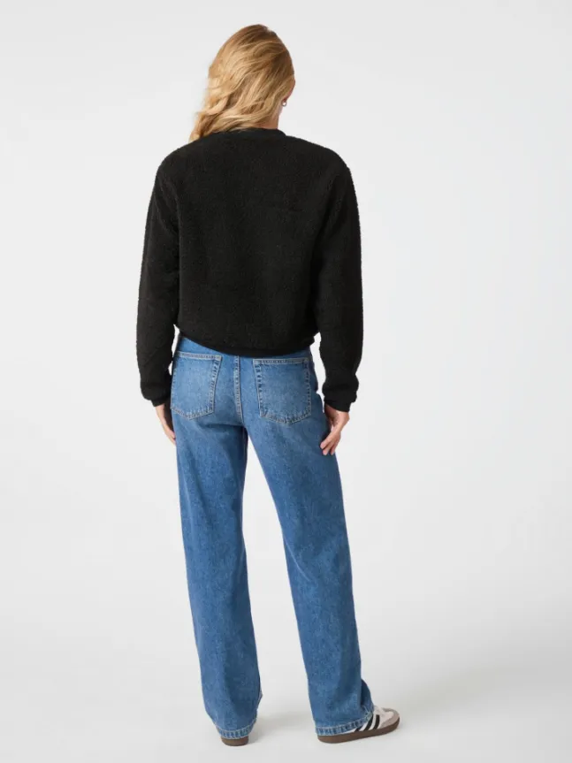 Limo Fluffy Knit Cardigan Black