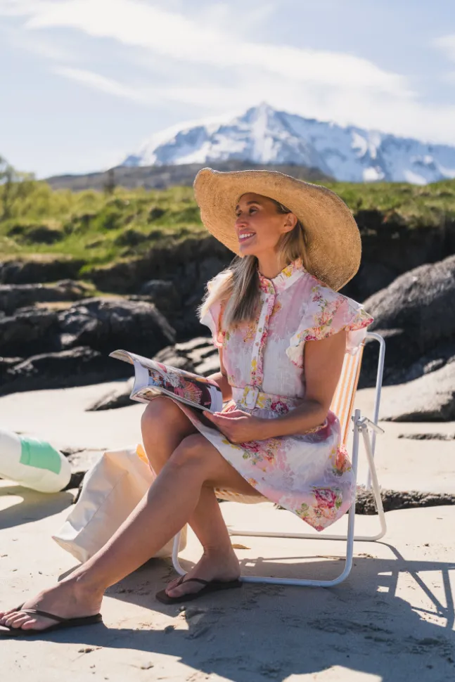 Linen Ruffle Dress Rose Amore