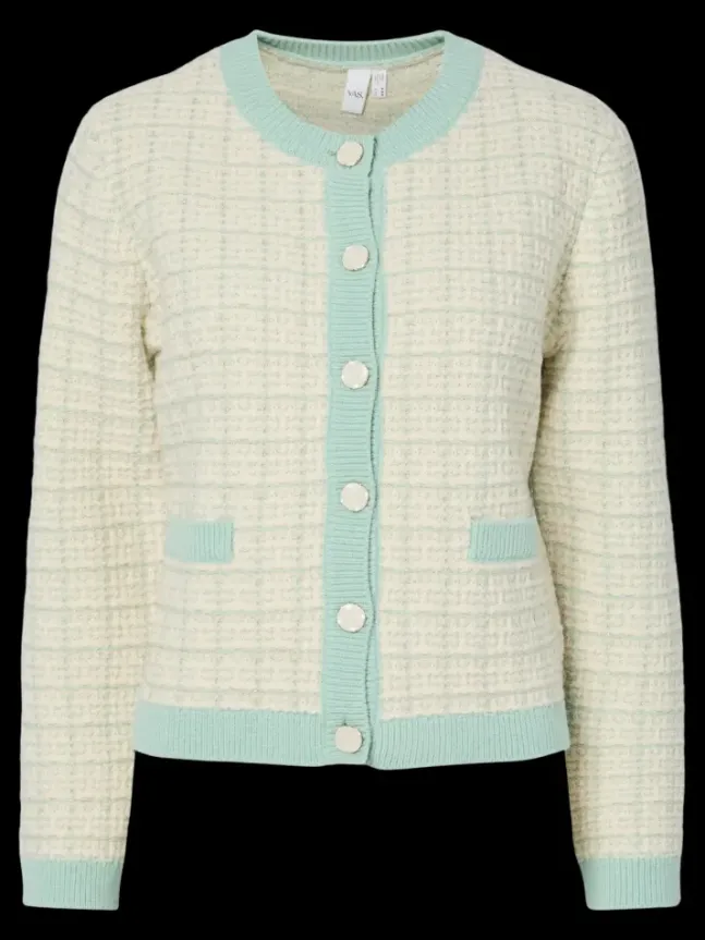 Livia LS Short Knit Cardigan Lichen Birch