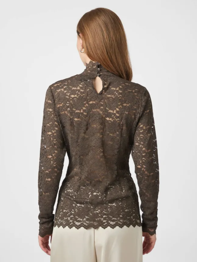 Liza Laceflower Blouse Chocolate Brown
