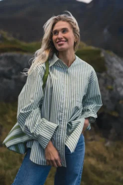 Loose Stripe Shirt Green Stripe