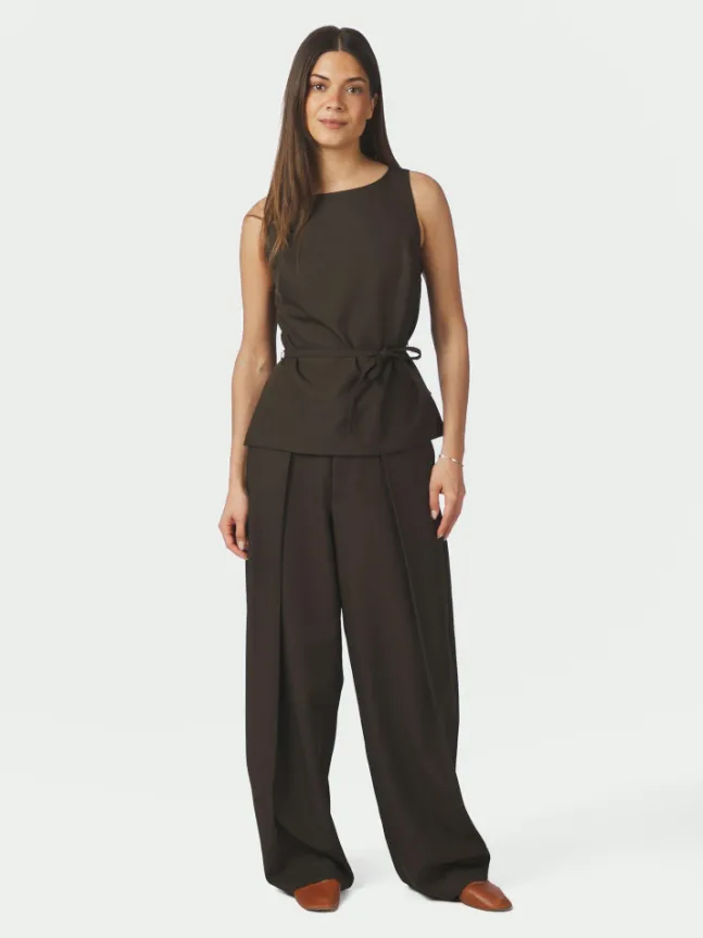 Lucille Structure Pants Dark Brown