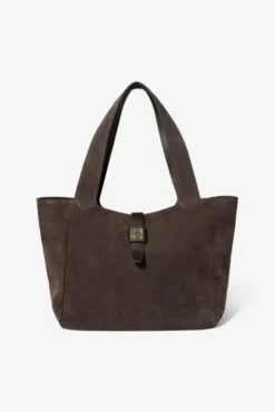 Lucille Tote Bag Large Dark Brown Suede