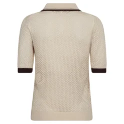 Lue Pointelle Polo Knit Bone