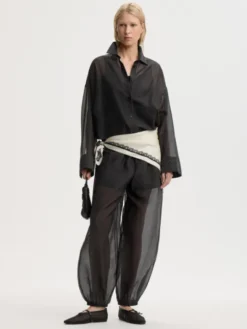 Lumas Silk Organza Trousers Black