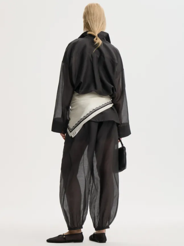 Lumas Silk Organza Trousers Black