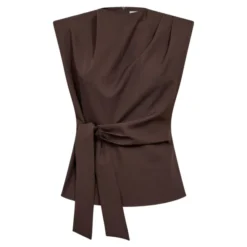 Luna Pleat Top Dark Brown