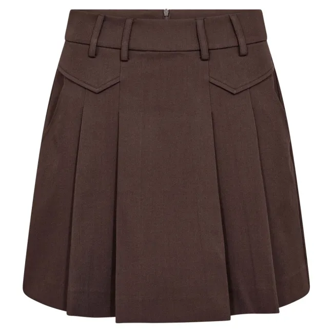 Luna Pocket Pleat Mini Skirt Dark Brown