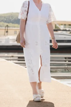 Lunette Emb Dress White