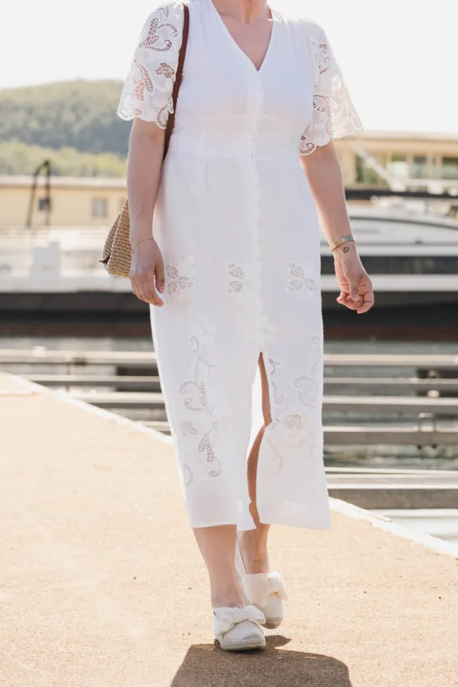 Lunette Emb Dress White