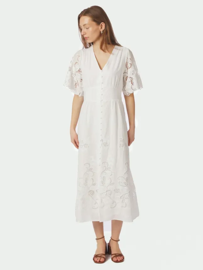 Lunette Emb Dress White