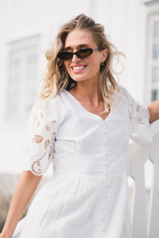 Lunette Emb Dress White